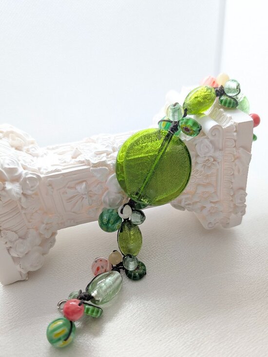 Jewelry - Summer Fiesta Style NEW Leather knotted confetti glass beaded bracelet